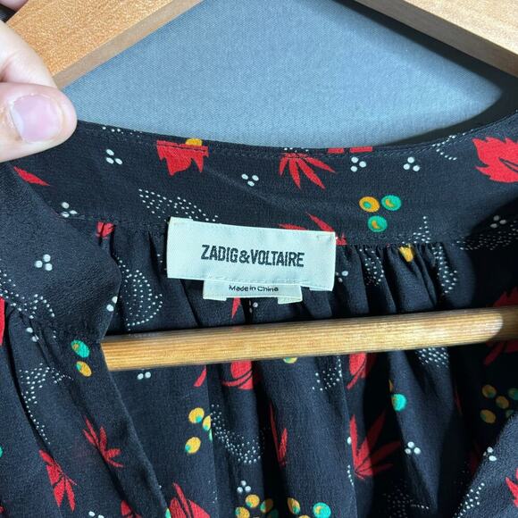 Zadig & Voltaire Render Print Silk Dress Black / Red Size XS - Picture 3 of 4